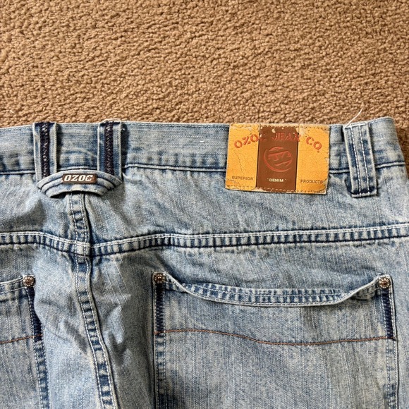 Vintage OZOC Jeans Mens Mens 42x33 Blue Baggy Wide Leg Skater Y2K Embroidered - Picture 10 of 12